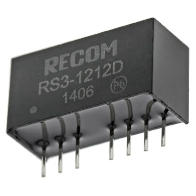 Recom DC/DC Converter, 12V and -12 V Output, 18V DC Input, 9V Input, 3W Maximum Output Power, Through Hole SIP-8 RS3-1212D