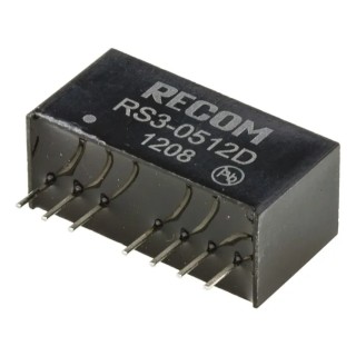 Recom DC/DC Converter SIP8 Package 12V ±12V Output, 9V/4.5V Input, 3W, Through Hole Mount RS3-0512D