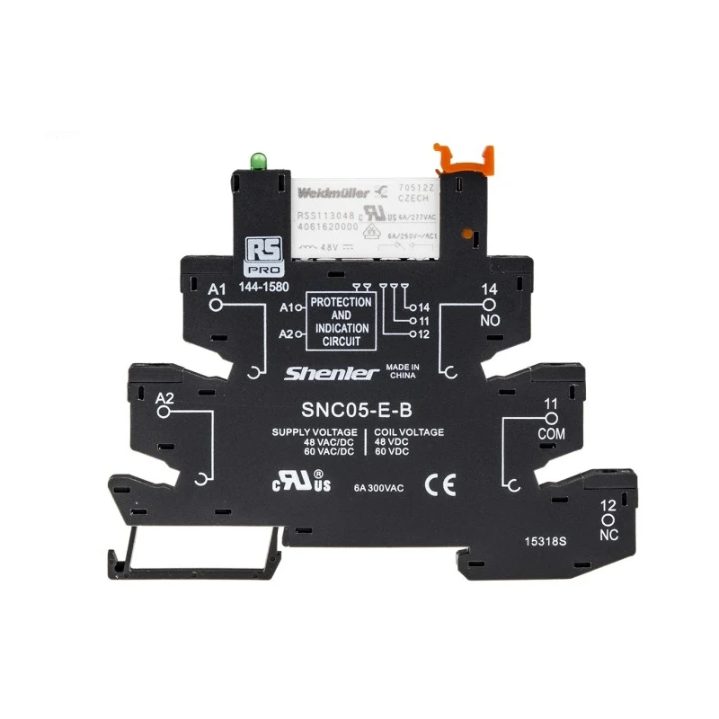 RS PRO Electromechanical Interface Relay DIN Rail Mount 48V AC/DC Coil SPDT 8A 144-1580