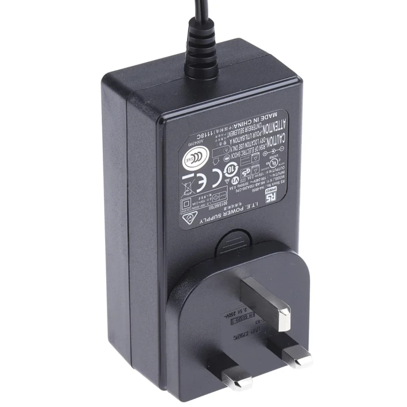RS PRO AC/DC Adapter Universal Plug Australia, EU, UK, US 30W 15V DC Output 2A 144-0956