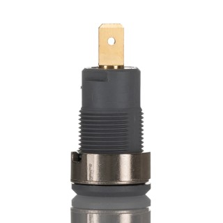 Staubli Grey Female Banana Socket 4 mm Connector, Tab Termination, 1kV Voltage, 24A Current, Gold Plating 23.3000-28