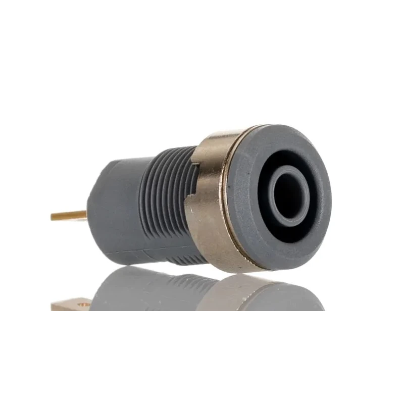 Staubli Grey Female Banana Socket 4 mm Connector, Tab Termination, 1kV Voltage, 24A Current, Gold Plating 23.3000-28