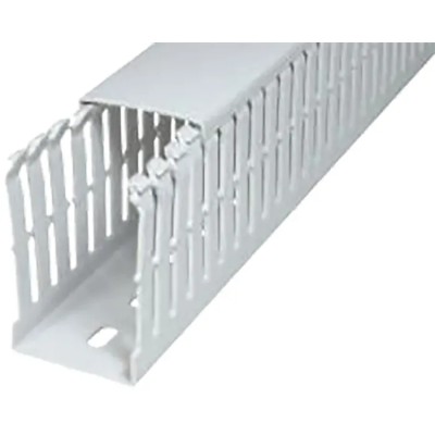 SES Sterling Grey Halogen Free Open Slot Cable Trunking Polycarbonate ABS W75mm x D75mm x L2m GF-DIN-SH-A7/5