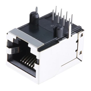 RS PRO RJ45 Connector Female PCB Cat4 Shielded Right Angle 1 Port 8 Way 144-2247