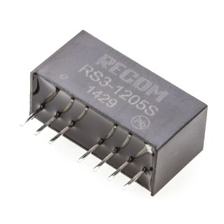 Recom RS3 Series DC/DC Converter, 5V Output, 18V/9V Input, 3W Power, Through Hole SIP-8 RS3-1205S