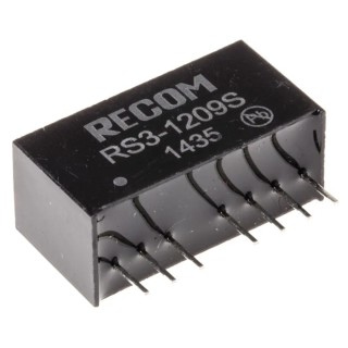 Recom RS3 DC/DC Converter, 9V Output, 333 mA, 18V Input Range, 3W Power, Through Hole SIP-8 Package RS3-1209S