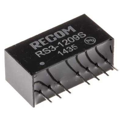 Recom RS3 DC/DC Converter, 9V Output, 333 mA, 18V Input Range, 3W Power, Through Hole SIP-8 Package RS3-1209S