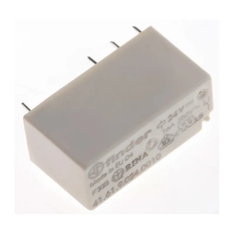 Finder 24V DC Coil PCB Power Relay, SPDT Contact Configuration, 16A Switching Current, Silver Alloy Contacts 41.61.9.024.0010