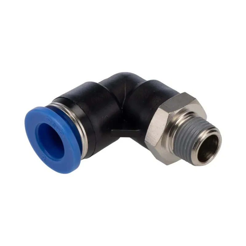 RS PRO Brass Pneumatic Fitting Male R 1/8 in Thread to 8mm Push-In Tube Connection Nickel Finish 144-2614