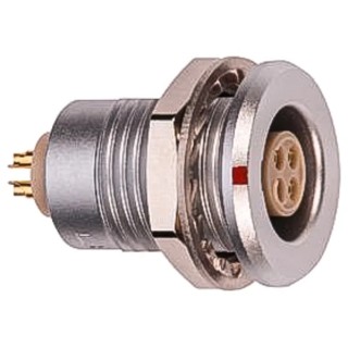 LEMO Circular Connector, 4 Contacts, Panel Mount, M12 Connector, Socket, Female, IP68, Brass Housing, Solder EGG.1T.304.CLL