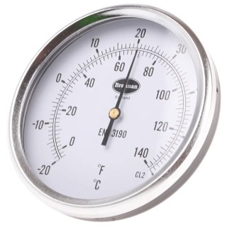 RS PRO Temperature Gauge Dial Thermometer Steel Case 100mm Dial Size Threaded Connection 60°C 324-8435