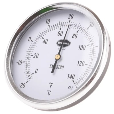 RS PRO Temperature Gauge Dial Thermometer Steel Case 100mm Dial Size Threaded Connection 60°C 324-8435