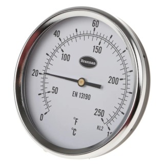 RS PRO Steel Case Temperature Gauge Dial Thermometer with 100mm Dial, Threaded Back Mount, Dual Fahrenheit and 324-8441