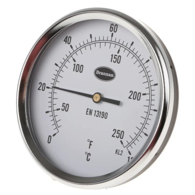 RS PRO Steel Case Temperature Gauge Dial Thermometer with 100mm Dial, Threaded Back Mount, Dual Fahrenheit and 324-8441