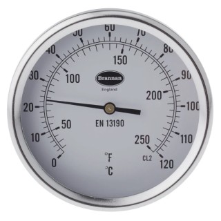 RS PRO Temperature Gauge Dial Thermometer Steel Case 100mm Dial 120°C Threaded Connection 324-8463