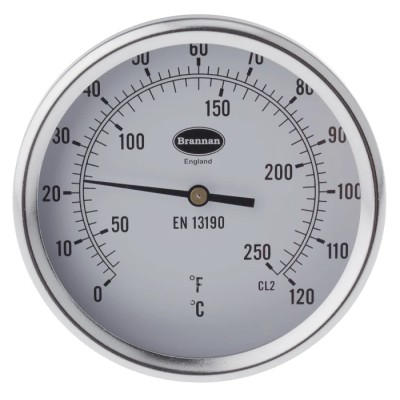 RS PRO Temperature Gauge Dial Thermometer Steel Case 100mm Dial 120°C Threaded Connection 324-8463