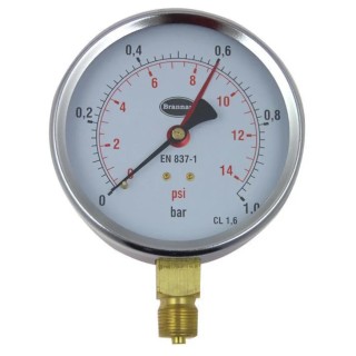 Brannan 100 mm G 3/8 Type G Pressure Gauge 1 bar 34/651/0