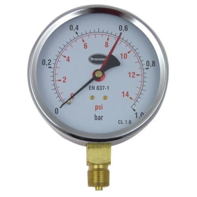 Brannan 100 mm G 3/8 Type G Pressure Gauge 1 bar 34/651/0