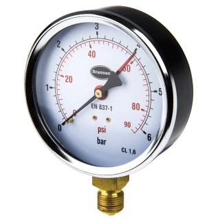 Brannan 100 mm G 3/8 Type G Pressure Gauge 6 bar 34/654/0