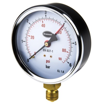 Brannan 100 mm G 3/8 Type G Pressure Gauge 6 bar 34/654/0