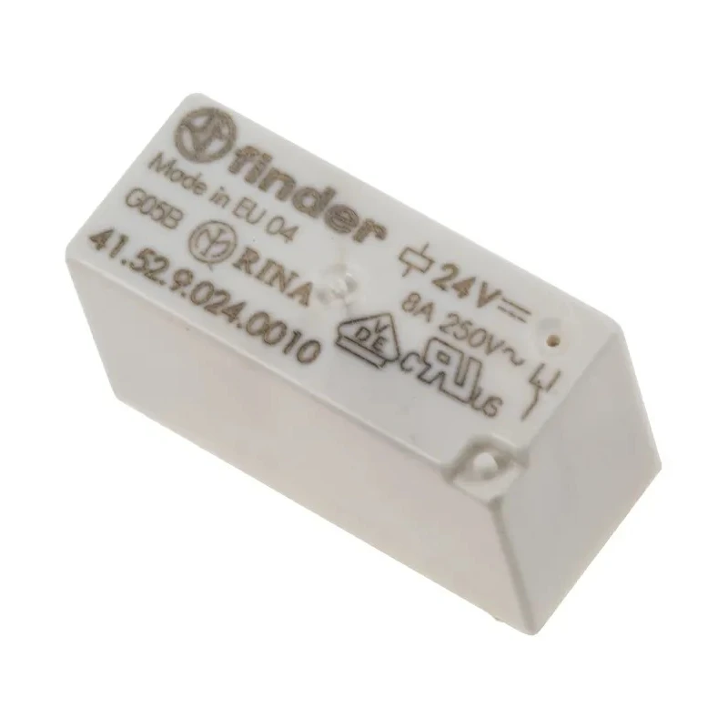 Finder PCB Power Relay, 24V DC Coil, 8A Switching Current, DPDT Contact Configuration, Silver Alloy 41.52.9.024.0010