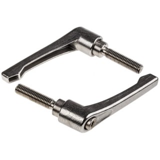 RS PRO Stainless Steel Clamping Lever M10 x 40 mm Thread Polished Handle Silver 144-3615