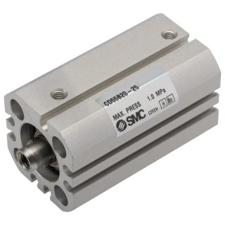 SMC Pneumatic Compact Cylinder 20mm Bore, 25mm Stroke, Aluminium Alloy Body, Double Acting, Through Hole Mount CD55B20-25