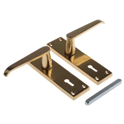 RS PRO Brass Lever Handle 148mm Height, 38mm Width, Fixing Centres 57mm 165-425
