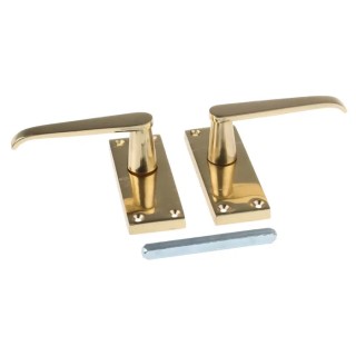RS PRO Brass Lever Handle 148 mm Height, 38 mm Width, 57 mm Fixing Centres 165-548