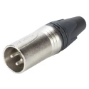 Neutrik Cable XLR Connector, Straight, 50V, 3 Way, Male, Silver Plating NC3MXX