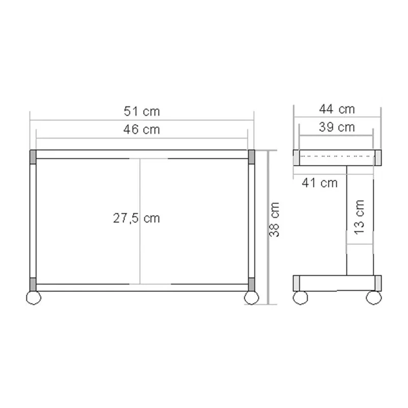 RS PRO 2 Shelf Printer Stand Metal Frame White Grey 30kg Max Load 380mm Height 510mm Width 440mm Depth 144-5957