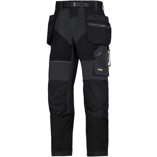 Snickers Men's Black Ripstop Flexiwork Work Trouser with Knee Pad Pocket Size L Waist 35 to 36in Leg 35in 69020404152