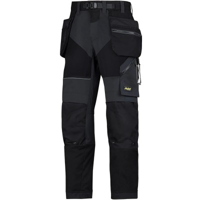 Snickers Men's Black Ripstop Flexiwork Work Trouser with Knee Pad Pocket Size L Waist 35 to 36in Leg 35in 69020404152