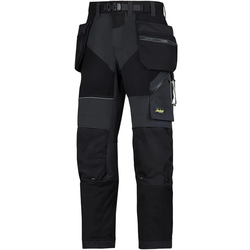 Snickers Men's Black Ripstop Flexiwork Work Trouser with Knee Pad Pocket Size L Waist 35 to 36in Leg 35in 69020404152