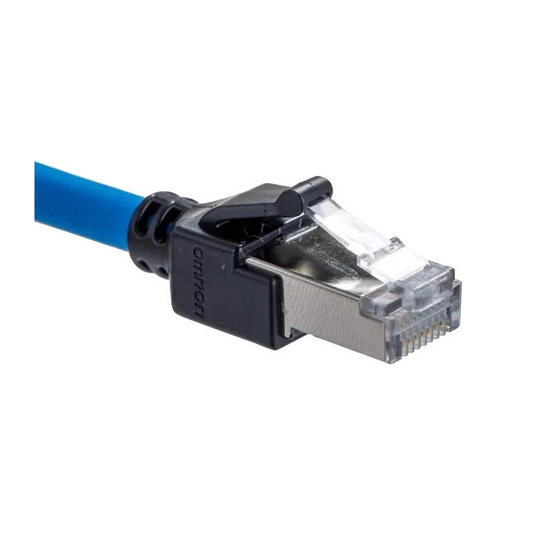 Omron Cat6a Shielded Screened Low Smoke Zero Halogen Ethernet Cable 8 Core Blue 200 mm XS6W-6LSZH8SS20CM-B
