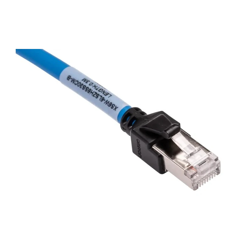 Omron Cat6a Shielded Screened Ethernet Cable Blue 300 mm Low Smoke Zero Halogen XS6W-6LSZH8SS30CM-B