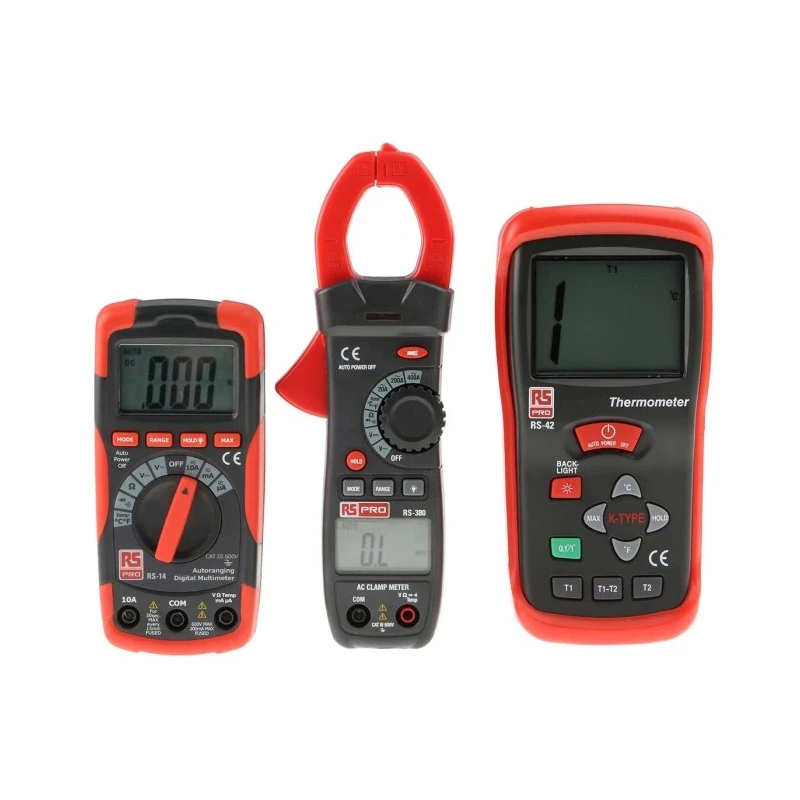 RS PRO Thermometer Multimeter Kit including RS14 Compact Autoranging Digital Multimeter, RS380 Clamp RS14, RS380, RS42