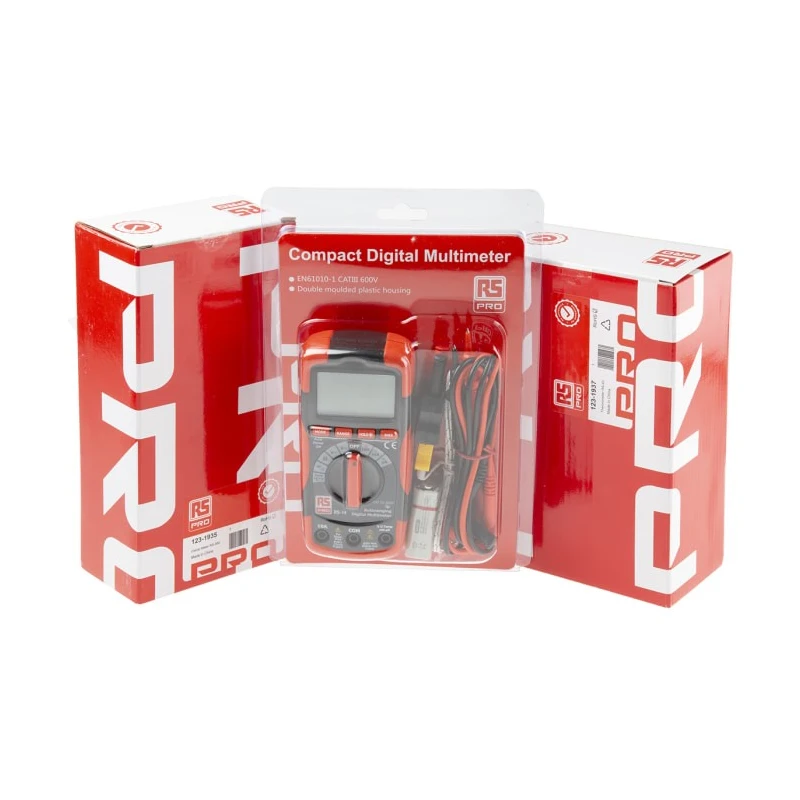 RS PRO Thermometer Multimeter Kit including RS14 Compact Autoranging Digital Multimeter, RS380 Clamp RS14, RS380, RS42