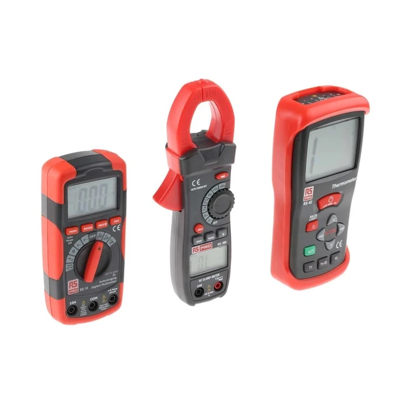 RS PRO Thermometer Multimeter Kit including RS14 Compact Autoranging Digital Multimeter, RS380 Clamp RS14, RS380, RS42