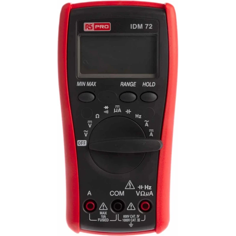 RS PRO Handheld Digital Multimeter True RMS, 10 A AC/DC, 1 kV DC, 600 V AC IDM72