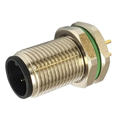 Bulgin Circular Connector 4 Contacts Rear M12 Socket Male IP67 Buccaneer M12 Series PXMBNI12RPM04APCM12
