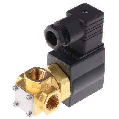 SMC 3 Port Common Solenoid Valve, Brass Body, 24V DC, 1/4 in G Inlet, VX3334A-03F-5D1