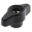 RS PRO Black Thermoplastic Wing Clamping Knob, Threaded Through Hole 40 mm Diameter, 9 mm Thread Length 169-345