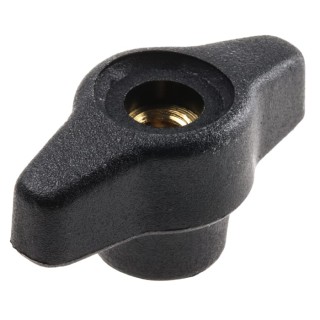 RS PRO Black Thermoplastic Wing Clamping Knob, Threaded Through Hole 40 mm Diameter, 9 mm Thread Length 169-345