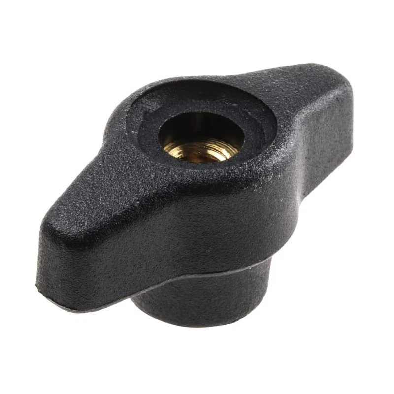 RS PRO Black Thermoplastic Wing Clamping Knob, Threaded Through Hole 40 mm Diameter, 9 mm Thread Length 169-345
