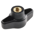 RS PRO Black Thermoplastic Wing Clamping Knob, Threaded Through Hole 40 mm Diameter, 9 mm Thread Length 169-345