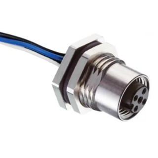 RS PRO Industrial Circular Connector Panel Mount Socket, 4 Contacts, M12 Size, Female, IP67, 250V, 4A 144-7619