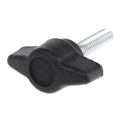 RS PRO Black Thermoplastic Wing Clamping Knob Threaded Stud 28 mm Diameter 20 mm Length 169-266