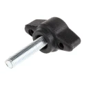 RS PRO Black Thermoplastic Wing Clamping Knob Threaded Stud 28 mm Diameter 20 mm Length 169-266