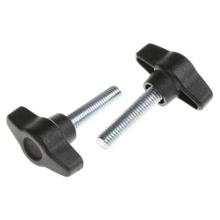 RS PRO Black Thermoplastic Wing Clamping Knob Threaded Stud 40 mm Diameter 35 mm Thread Length 169-294